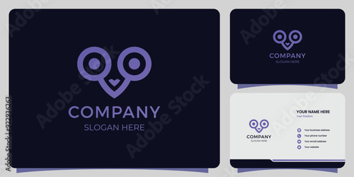 Illustration of a bird-shaped messenger logo design and business card template vector