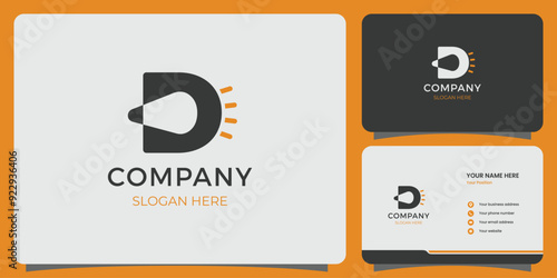 Bulb logo. Bulb, energy logo design. electricity. a job. a light. Volt. energy. Letter D. and business card template vector