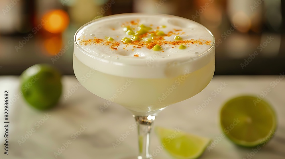 Homemade Pisco Sour Cocktail with Lime and Bitters Homemade Pisco Sour Cocktail with Lime and Bitters