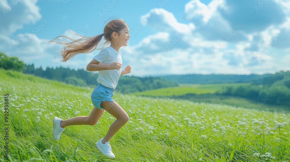 ランニングをする女の子 ランニングをする女の子