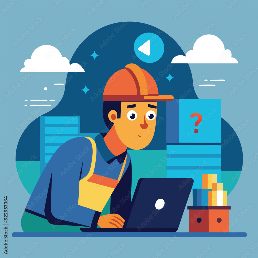 A worker looking something mystery A worker looking something mystery