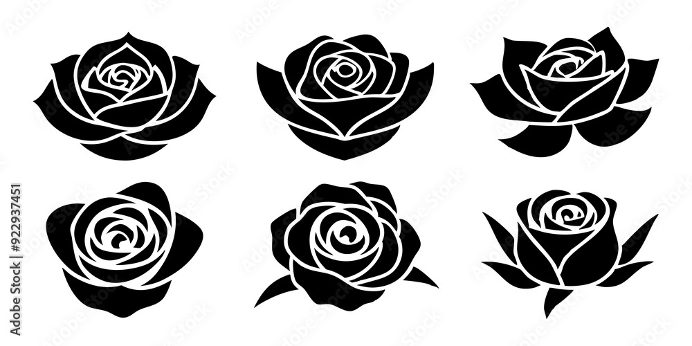Rose icons. set of illustrations rose silhouette icon style vector art.
Rose icons. set of illustrations rose silhouette icon style vector art.
