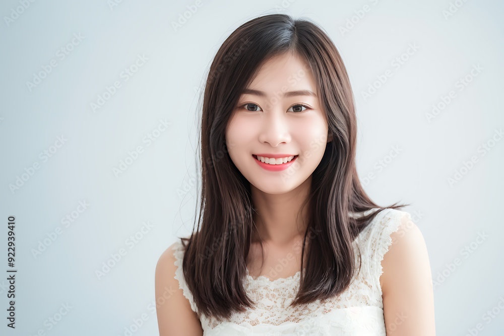 Beautifull Asian Young Woman Smiling and Laughing, Blank White and Blue, Business Woman Attractive Smile Beautifull Asian Young Woman Smiling and Laughing, Blank White and Blue, Business Woman Attractive Smile