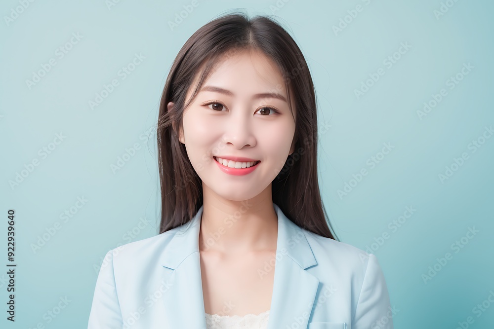 Beautifull Asian Young Woman Smiling and Laughing, Blank White and Blue, Business Woman Attractive Smile Beautifull Asian Young Woman Smiling and Laughing, Blank White and Blue, Business Woman Attractive Smile