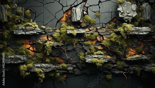 A close-up of tree bark with moss and lichen