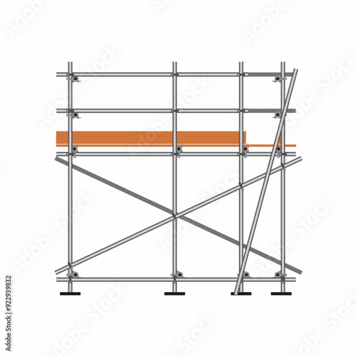 Front view of scaffolding pipe vector illustration. Construction equipment for work at height.