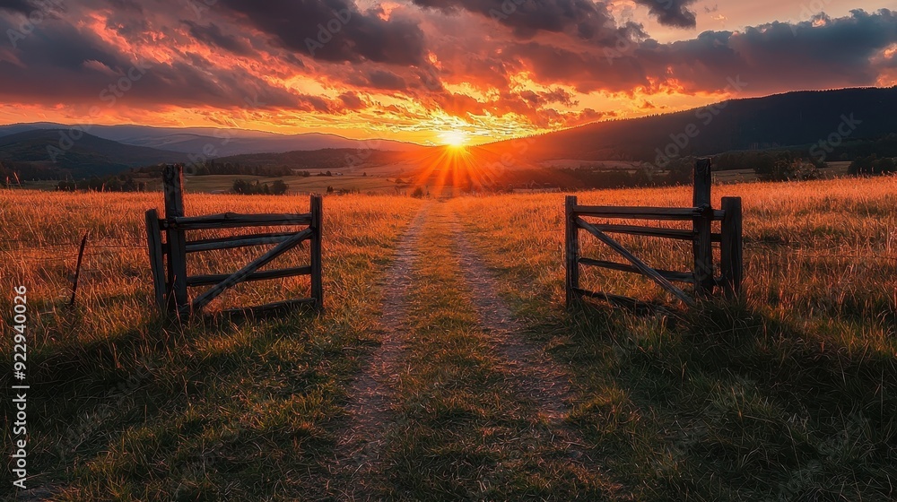 Fototapeta premium Path of Orange Light Leading