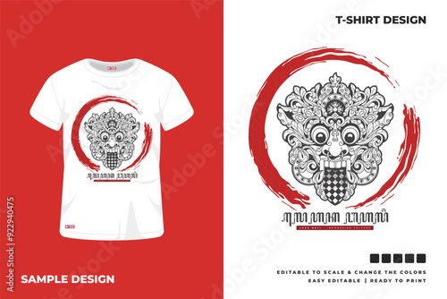 bali barong head t shirt design vector
