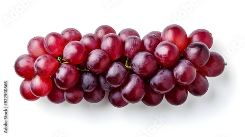 top view red grape fruit isolated on white background