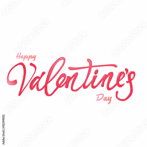 Happy Valentines Day typography vector illustration. handwritten calligraphy text, isolated on white background.