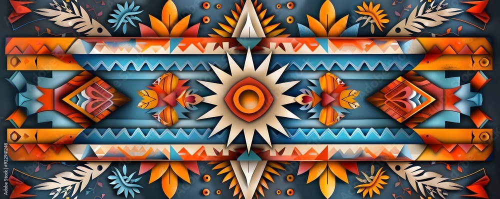 Abstract design of a prayer rug with geometric patterns Abstract design of a prayer rug with geometric patterns
