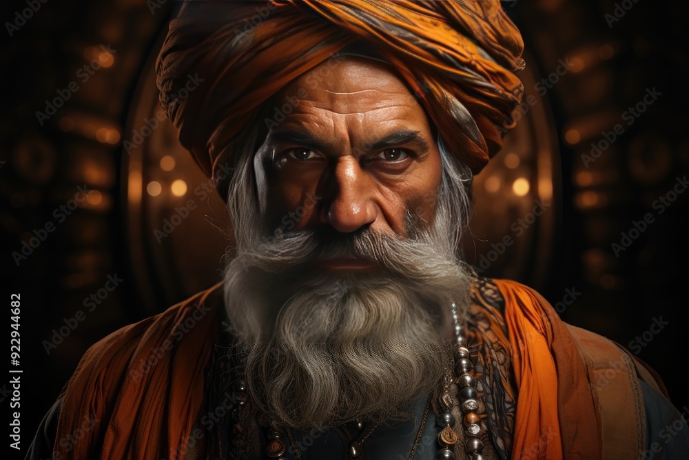 A portrait of a man in traditional Indian attire A portrait of a man in traditional Indian attire