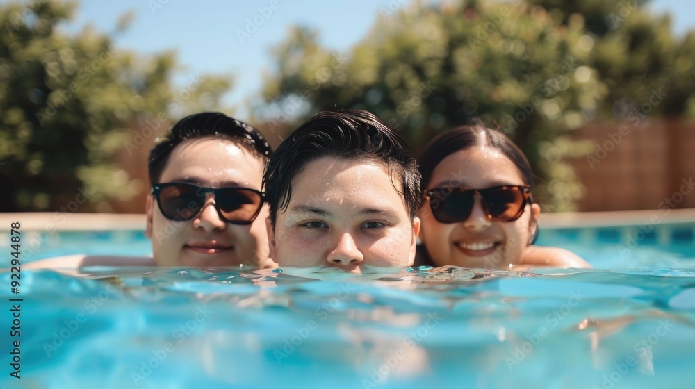 Cooling Off in Summer A Lively Family Pool Party with Refreshing Fun and Unbridled Joy The image captures a group of people enjoying a summer day swimming splashing Cooling Off in Summer A Lively Family Pool Party with Refreshing Fun and Unbridled Joy The image captures a group of people enjoying a summer day swimming splashing