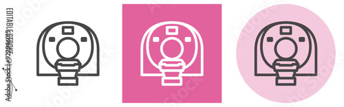 画像診断装置、CTのライン・アイコン　[線の編集可能]