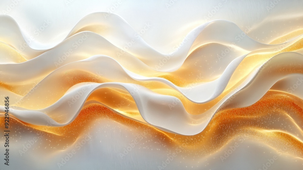 Abstract Fluid Waves and Sparkles in Soft Golden and White Tones Abstract Fluid Waves and Sparkles in Soft Golden and White Tones