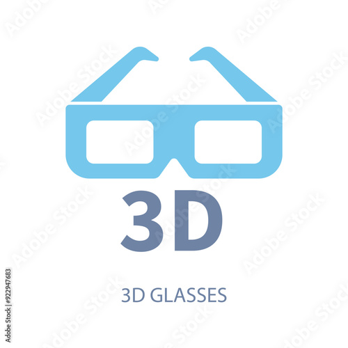 3d glasses concept line icon. Simple element illustration.3d glasses concept outline symbol design.