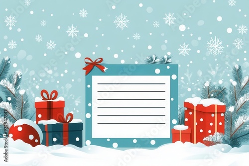 Wallpaper Mural Christmas gift list with snowflakes, winter holiday atmosphere, flat design illustration Torontodigital.ca