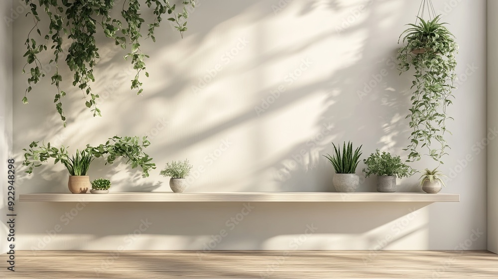 Modern Plant Wall Shelf with Blank Space for Decoration. Home Decor Concept Modern Plant Wall Shelf with Blank Space for Decoration. Home Decor Concept