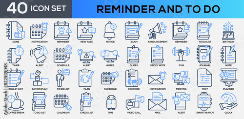 Reminder and To Do Line Color Icon Collection