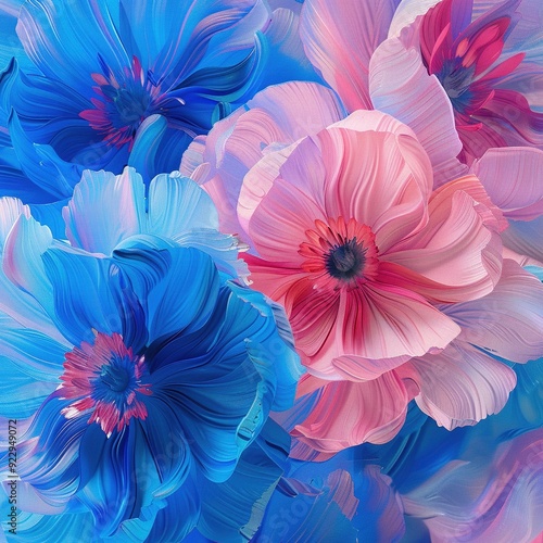 Wallpaper Mural blooms concept pink and blue wallpaper with soft watercolor style Torontodigital.ca