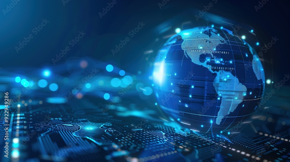 Digital Globe on Abstract Circuit Board Background