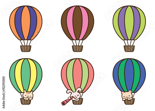 カラフルな気球と動物たち
Colorful balloons and animals illustration