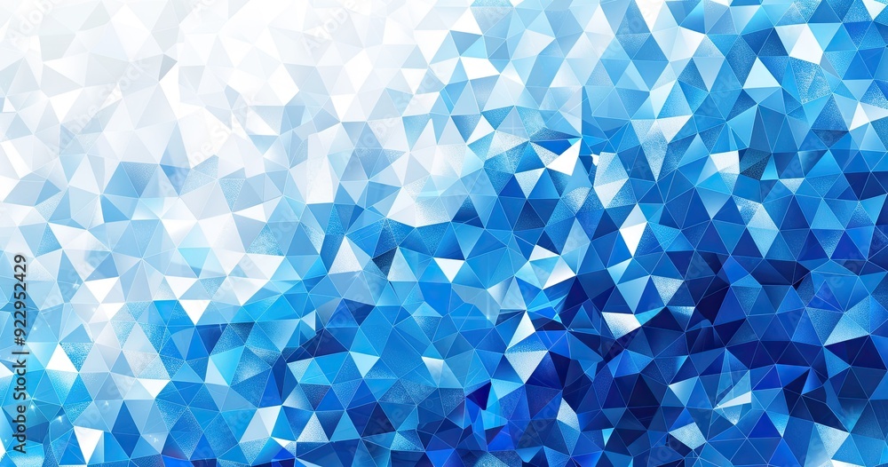 Naklejka premium Abstract blue geometric background with triangular mosaic pattern. Blue vector illustration for design of banner, poster or presentation on white backdrop. Vector Illustration