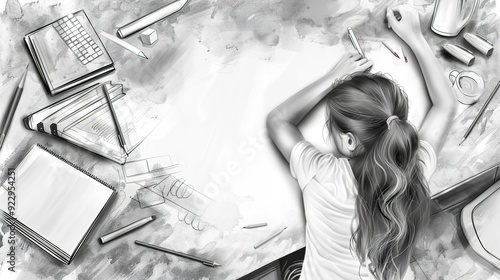 The Engaging Drawing Female Drawing Learning Background: A Space for Creativity and Growth.