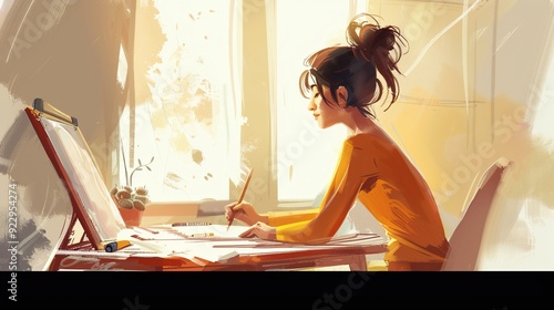 The Engaging Drawing Female Drawing Learning Background: A Space for Creativity and Growth.