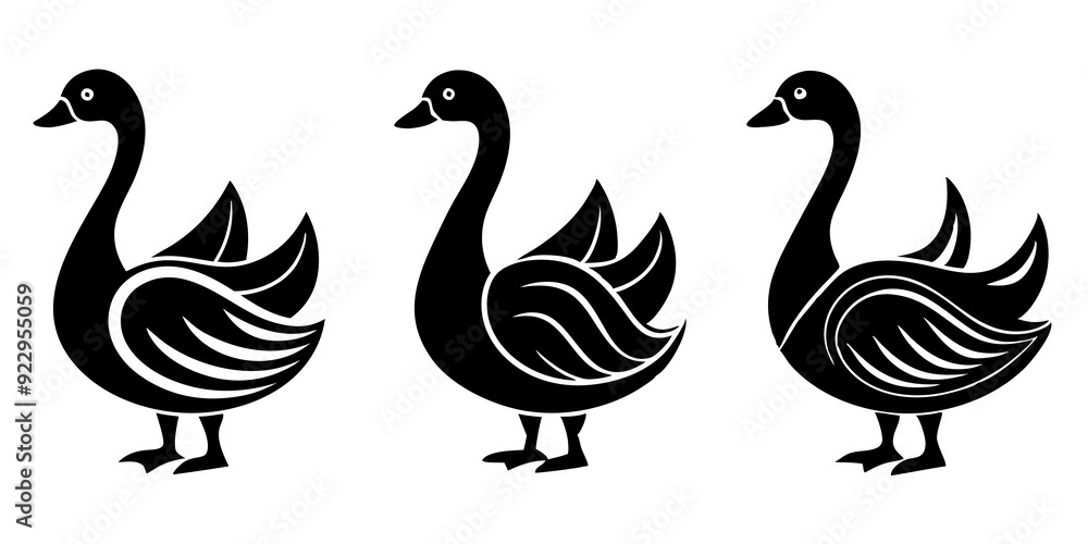 Obraz premium Geese logo icons. set of illustrations geese silhouette icon style vector art. 