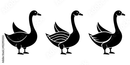 Geese logo icons. set of illustrations geese silhouette icon style vector art.
