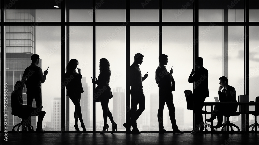 silhouette of office workers silhouette of office workers