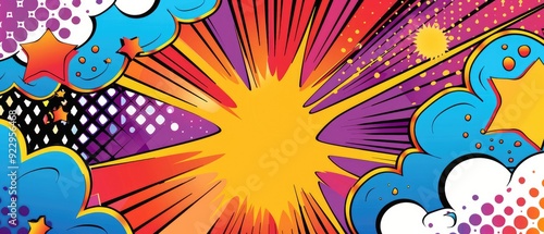 Colorful Comic Book Explosion with Speech Bubbles