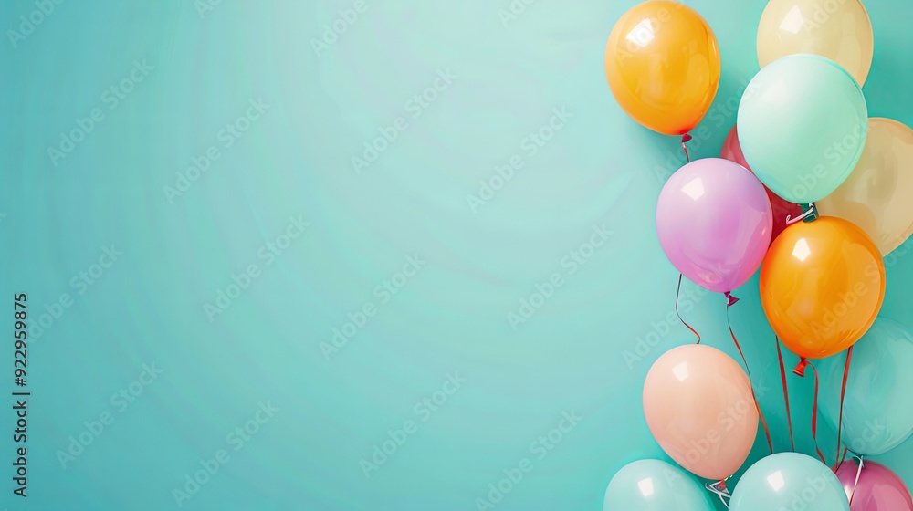 Pastel balloons on a blue background. Pastel balloons on a blue background.