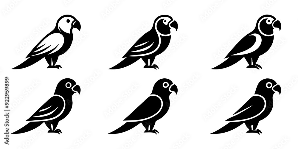 Fototapeta premium Minimalist parrot logo icons. set of illustrations parrot silhouette icon style vector art.