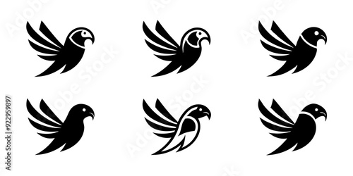 Minimalist parrot logo icons. set of illustrations parrot silhouette icon style vector art.