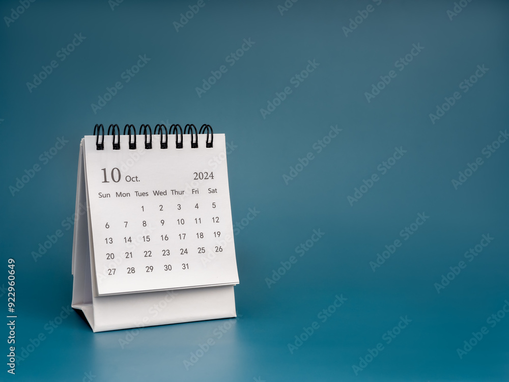 White October 2024 Page Desk Calendar For Plan And Reminder Isolated white-october-2024-page-desk-calendar-for-plan-and-reminder-isolated