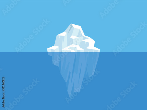 Floating ice mountain. Iceberg vector illustration. icy rock peak
