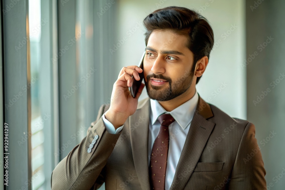 An Indian businessman in formal attire, talking on the phone about investments, often shown in a dynamic or outdoor setting.
An Indian businessman in formal attire, talking on the phone about investments, often shown in a dynamic or outdoor setting.