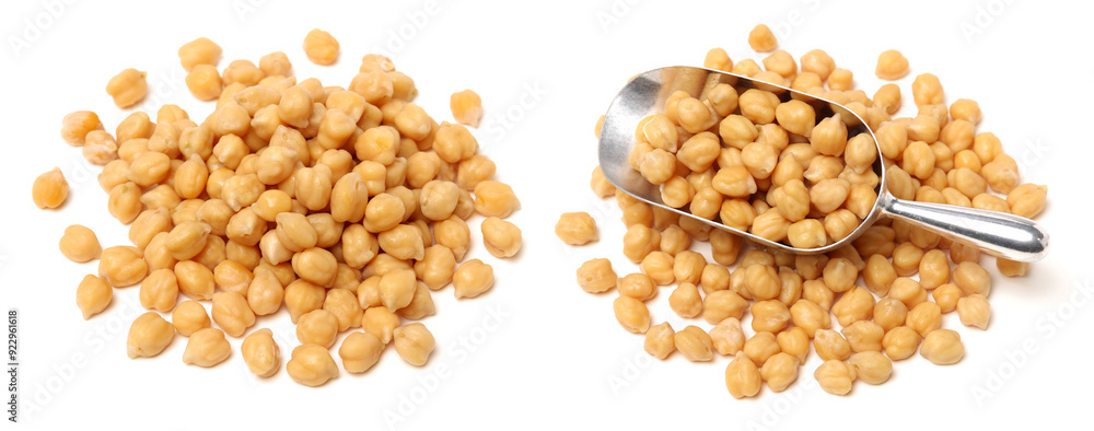 boiled chickpeas on a white background boiled chickpeas on a white background