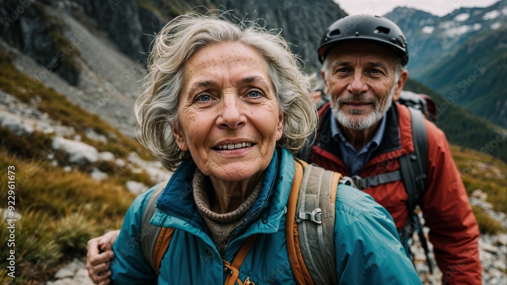 Older couple enjoying a walk in a natural environment, outdoors. Older couple enjoying a walk in a natural environment, outdoors.