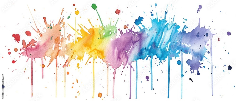 Fototapeta premium Abstract Watercolor Rainbow Splashes