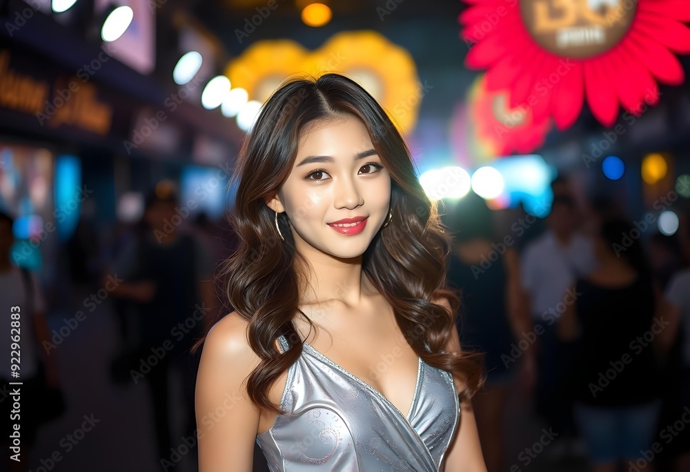 Elegant Young Woman in Glamorous Evening Setting Elegant Young Woman in Glamorous Evening Setting