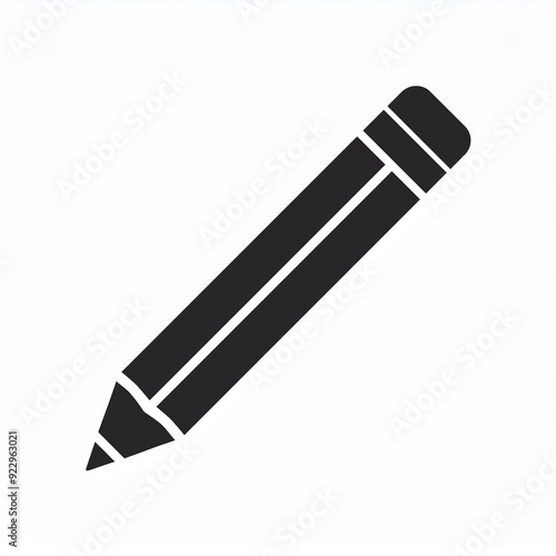 pencil black icon isolated on white