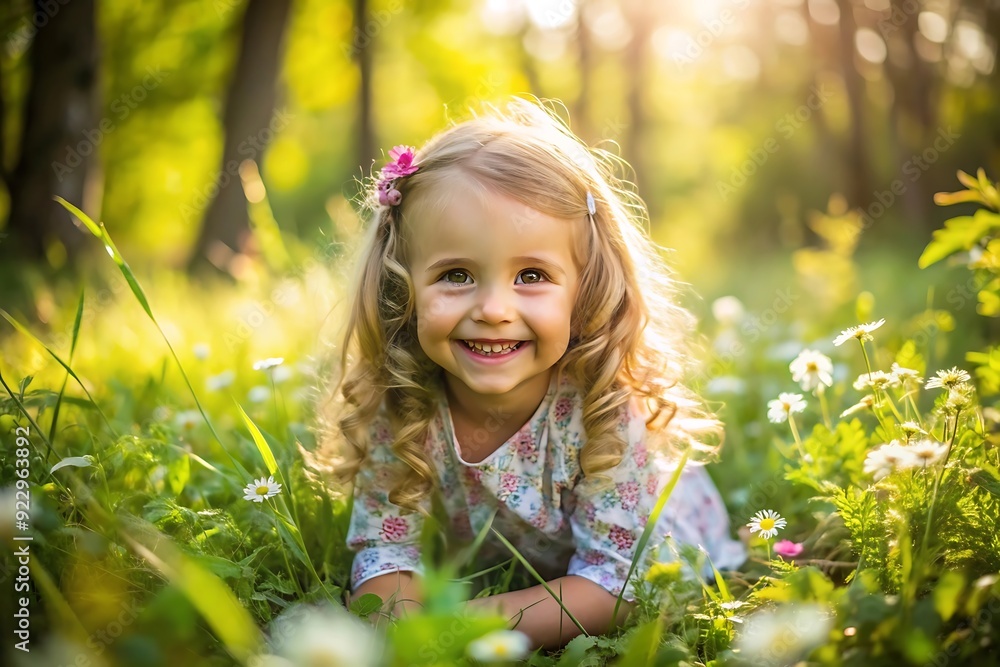 Happy Little Girl in a Field of Flowers. Happy Little Girl in a Field of Flowers.