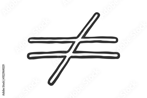 Not equal to each other. Inequality symbol. Mathematical sign.