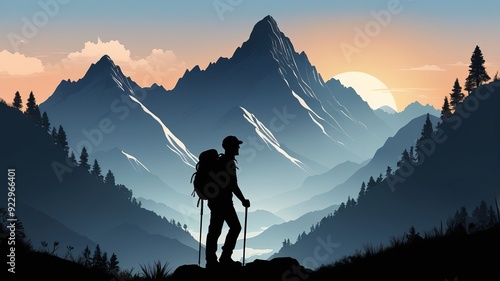 silhouette of a person in the mountains