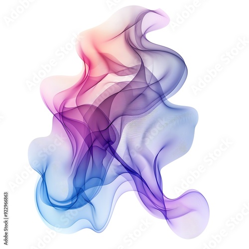 Abstract colorful smoke or fluid design.  Swirling and flowing colors in a dynamic composition.  Vibrant and modern.  Isolated on white background.