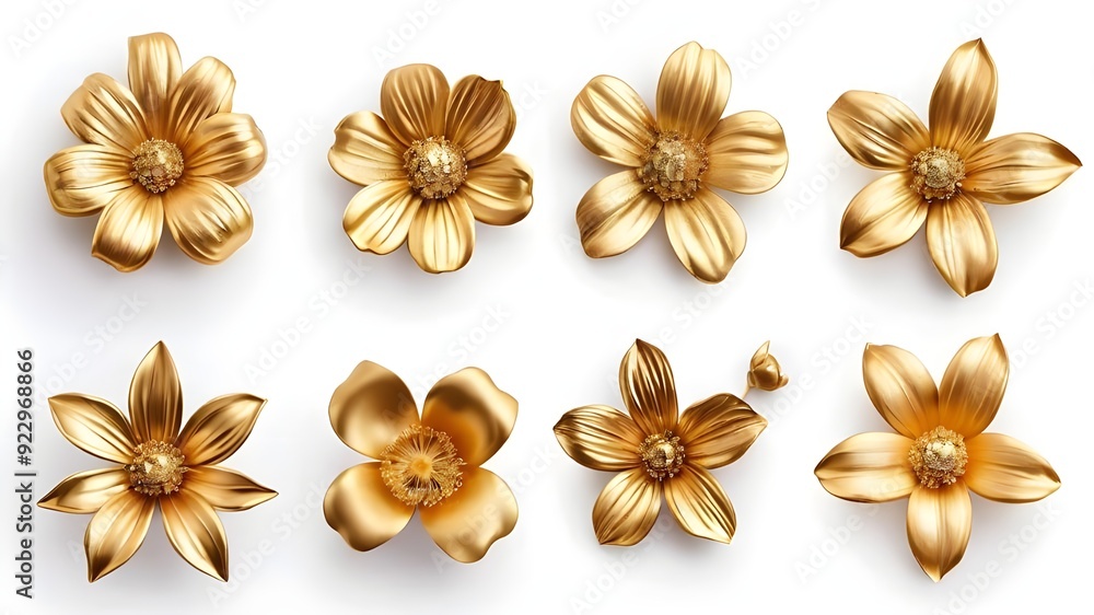 Set gold flower on a white background Set gold flower on a white background