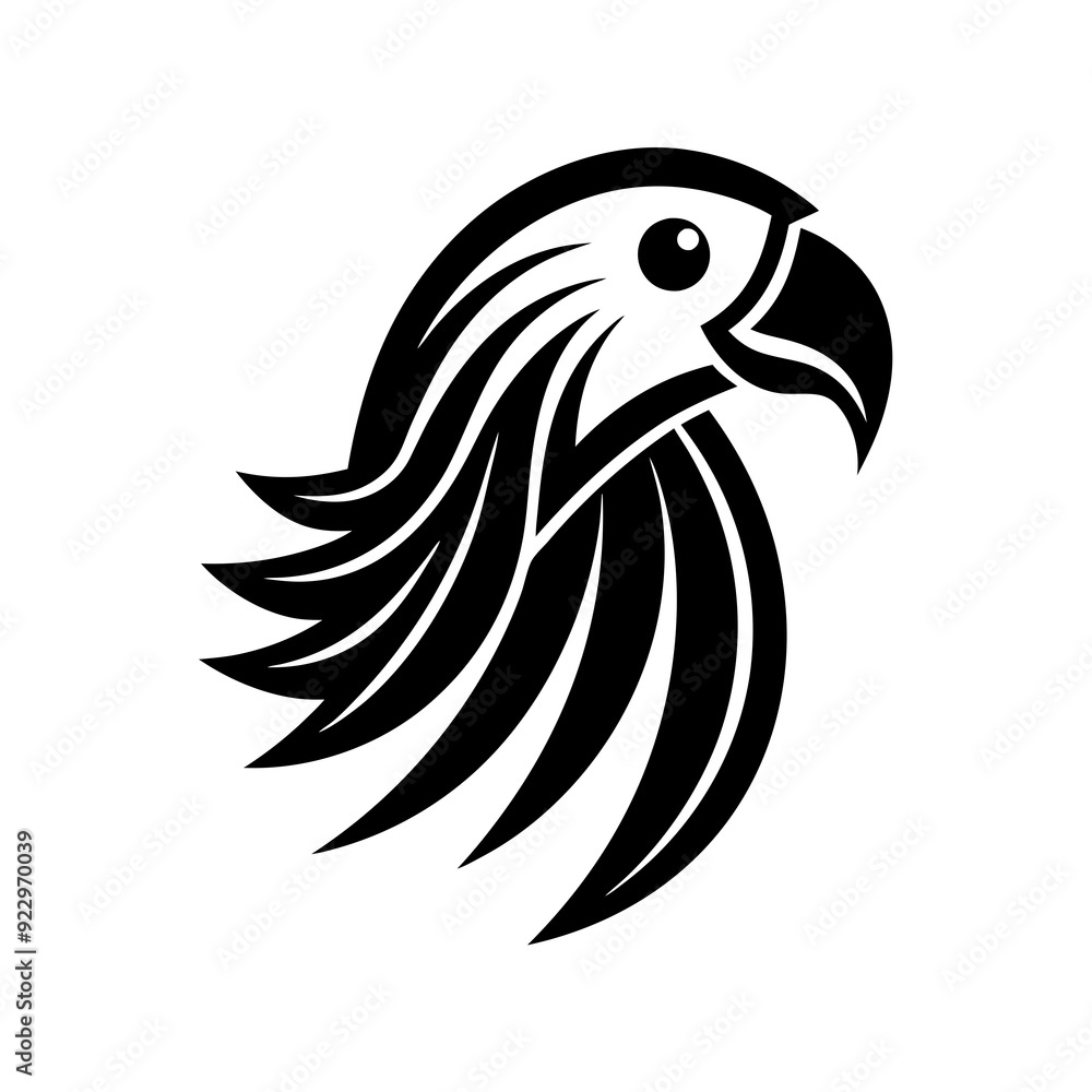 Fototapeta premium Minimalist parrot logo icon design silhouette vector art illustration